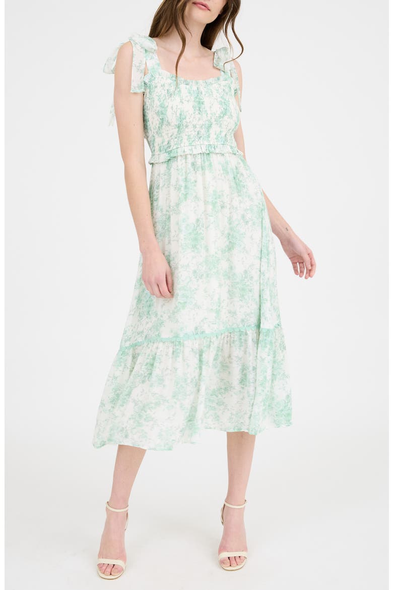 Floral Ruffle Midi Dress, Main, color, DUSTY MINT MULTI