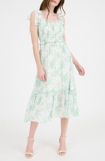 BLU PEPPER BLU PEPPER FLORAL RUFFLE MIDI DRESS