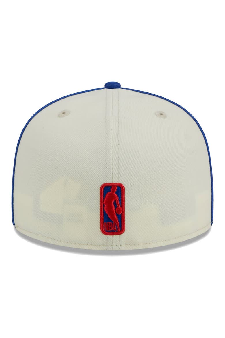Men's New Era Cream/Royal Philadelphia 76ers Piping 2-Tone 59FIFTY Fitted Hat, Alternate, color, Cream