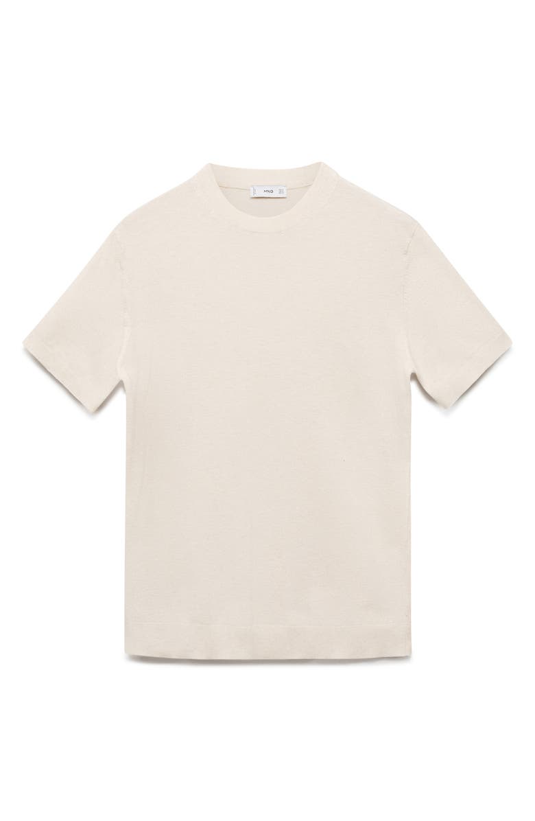 MANGO Short Sleeve Crewneck Sweater, Alternate, color, Ivory White