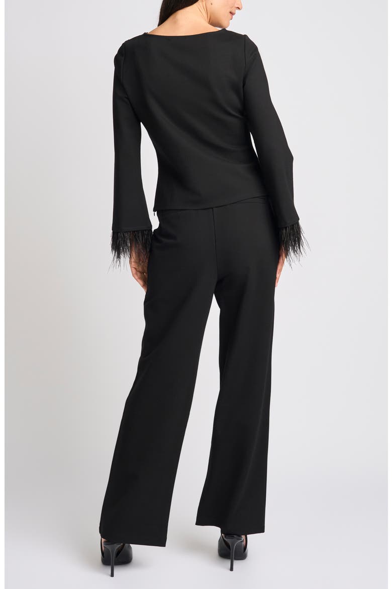 Feather Cuff Boatneck Top, Alternate, color, RICH BLACK 060