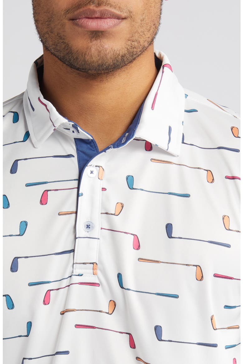 Golf Club Print Golf Polo, Alternate, color, WHITE