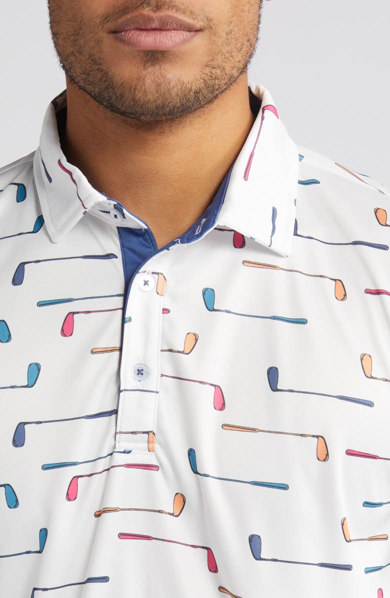 Swannies Golf Club Print Golf Polo, Alternate, color, White