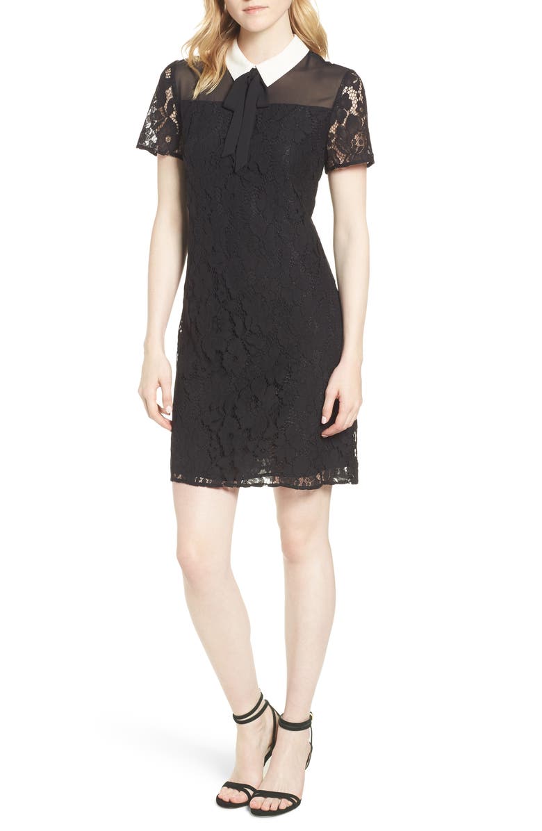 CeCe Collared Cotton Blend Lace Dress, Main, color, 