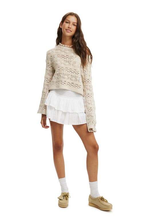 Cotton On Crochet Boatneck Pullover In Stone