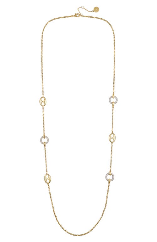 Vince Camuto Signature Mixed Link Pavé Long Necklace In Gold