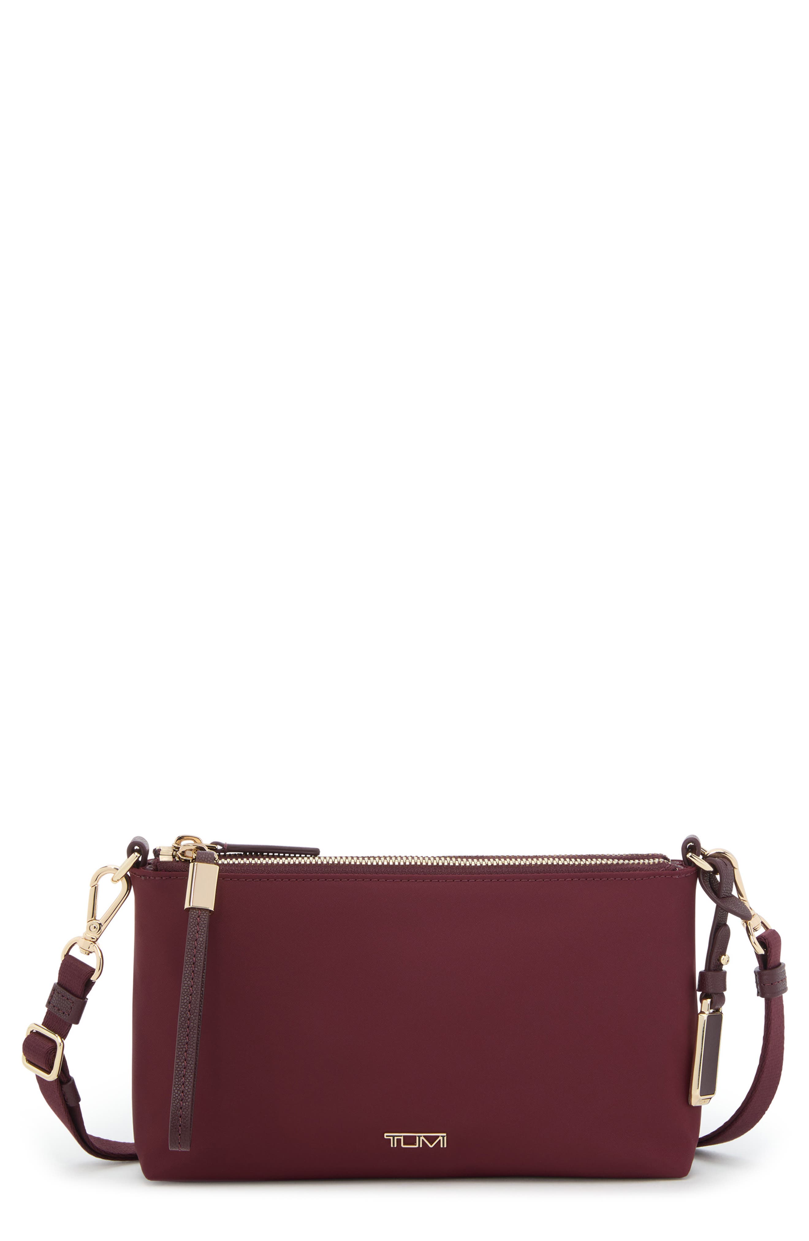 TUMI Voyageur Adela Nylon Crossbody Bag, Main, color, Wine