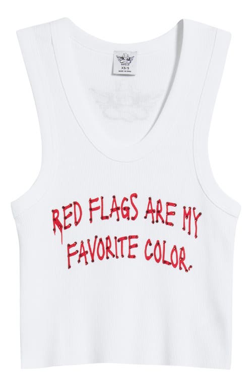 Boys Lie Red Flags Randy Crop Graphic Tank In White