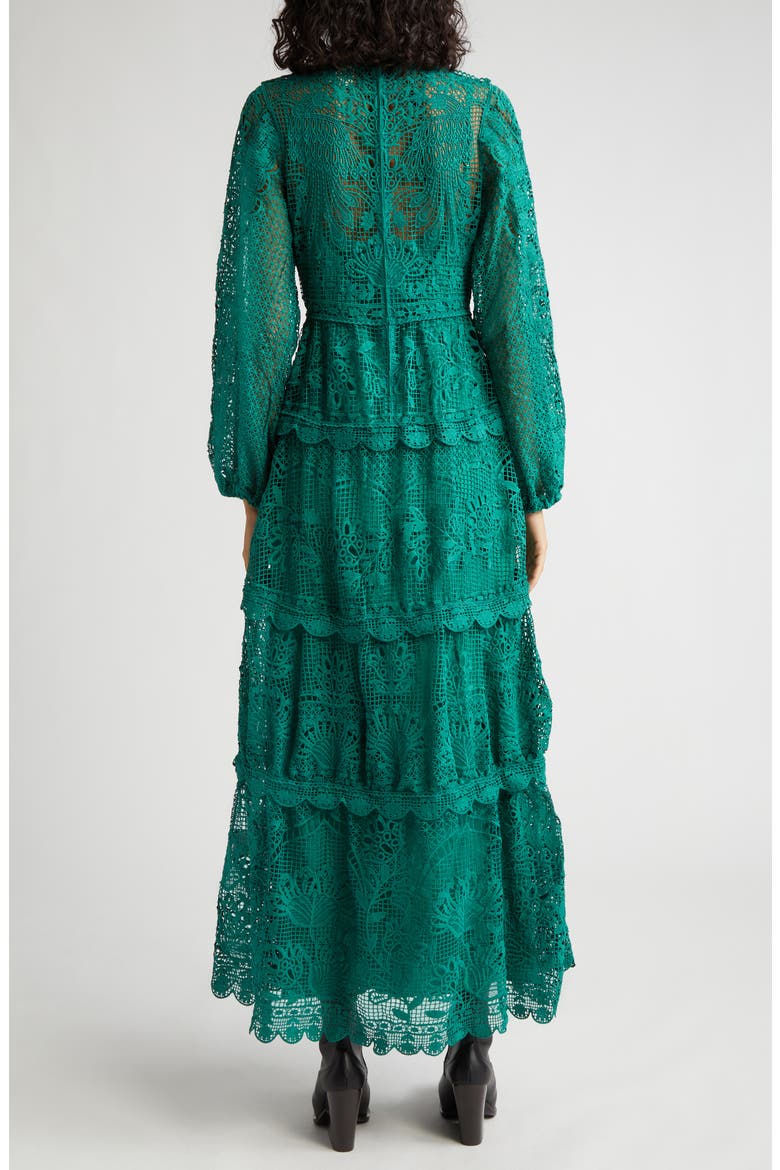 Long Sleeve Guipure Lace Maxi Dress, Alternate, color, GREEN