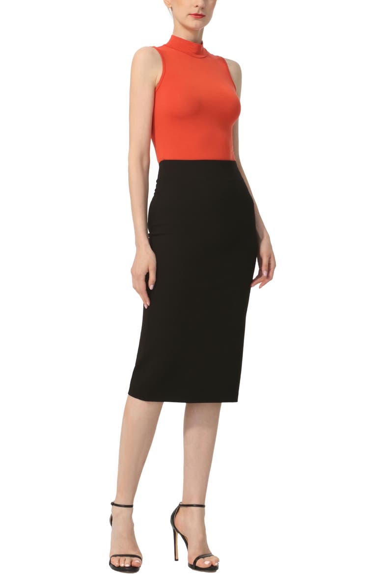 Women's Exposed Back Zip Pencil Skirt, Alternate, color, Black