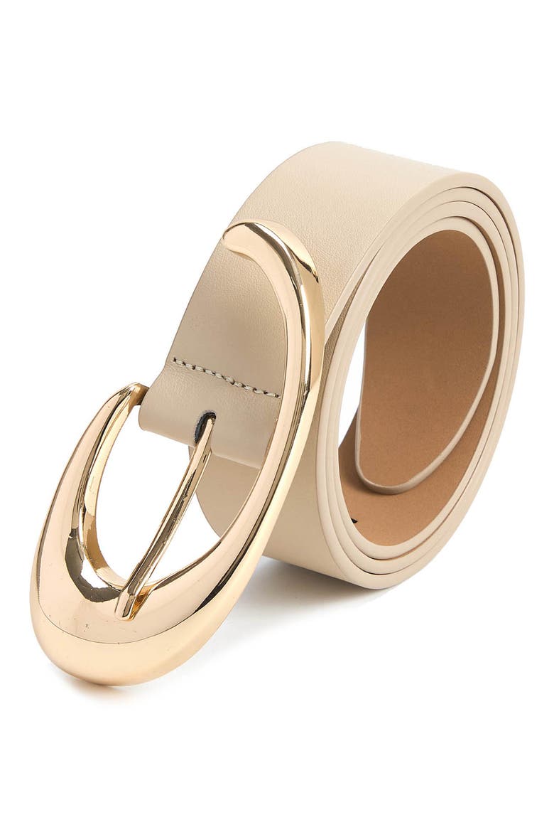 Sculpted Flow Leather Belt, Alternate, color, IVORY