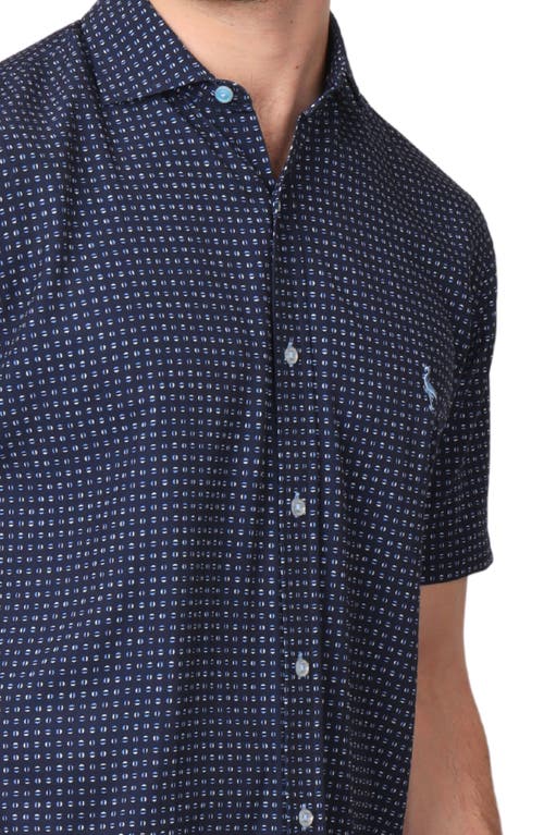 Shop Tailorbyrd Lux Performance Short Sleeve Shirt In Navy