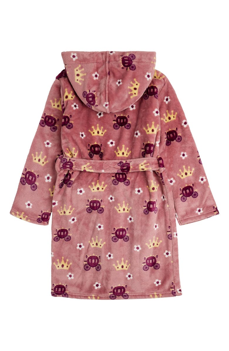 Petit Lem Kids' Princess Print Plush Hooded Robe, Alternate, color,