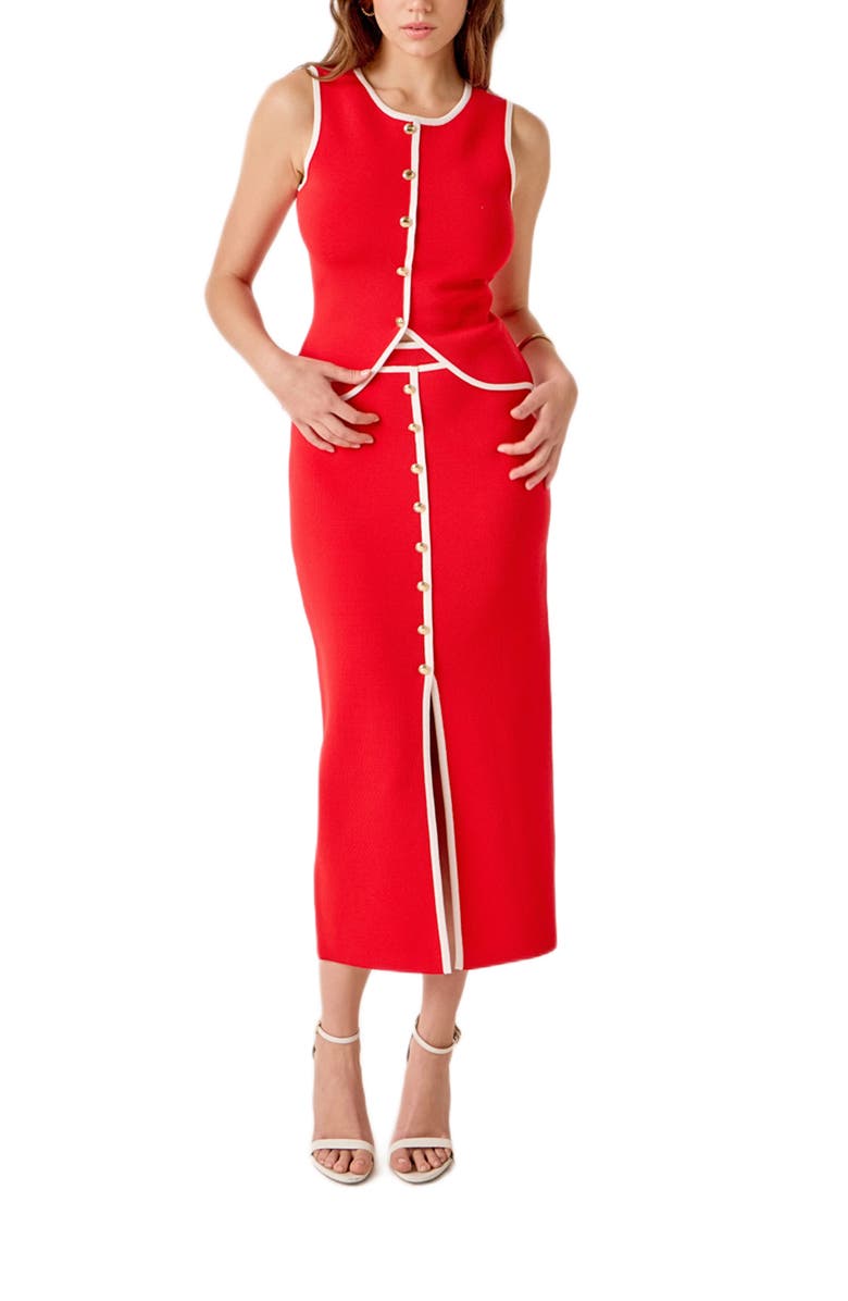 MARSY Contrast Knit Vest, Alternate, color, Red/ Ivory