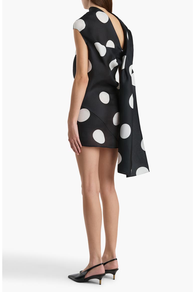 Tatia Polka Dot Bias Cut Silk Gazar Minidress, Alternate, color, LARGE DOT BLACK
