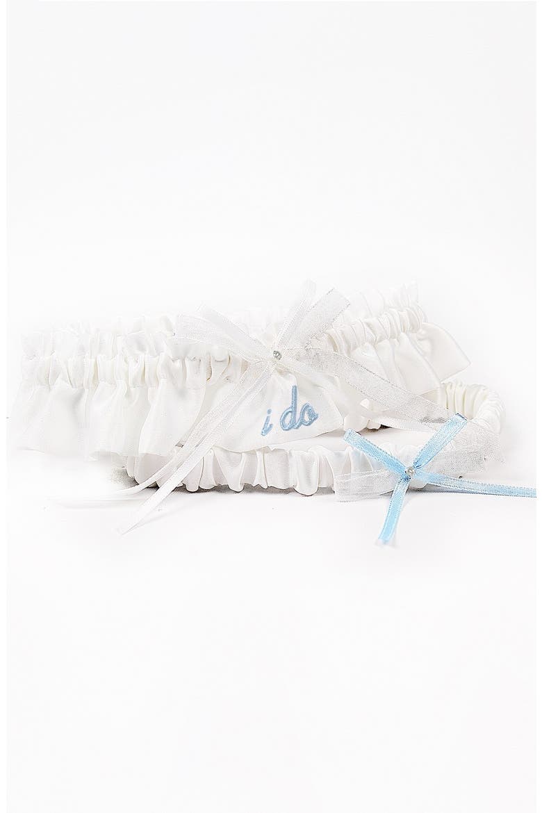 'I Do' Embroidered Wedding Garter, Alternate, color, WHITE