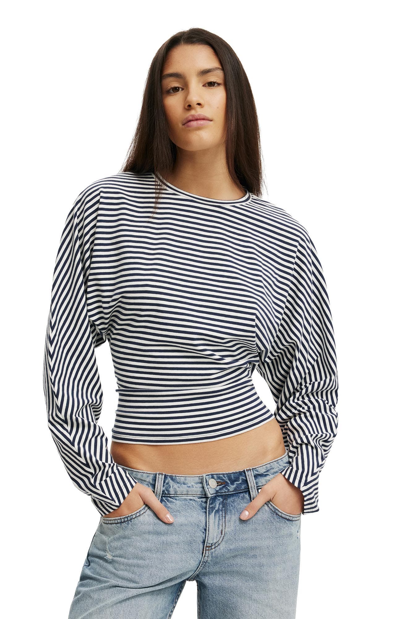 selected Madi Stripe Shadow Navy