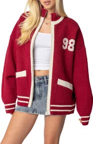 EDIKTED 98 Varsity Zip Sweater