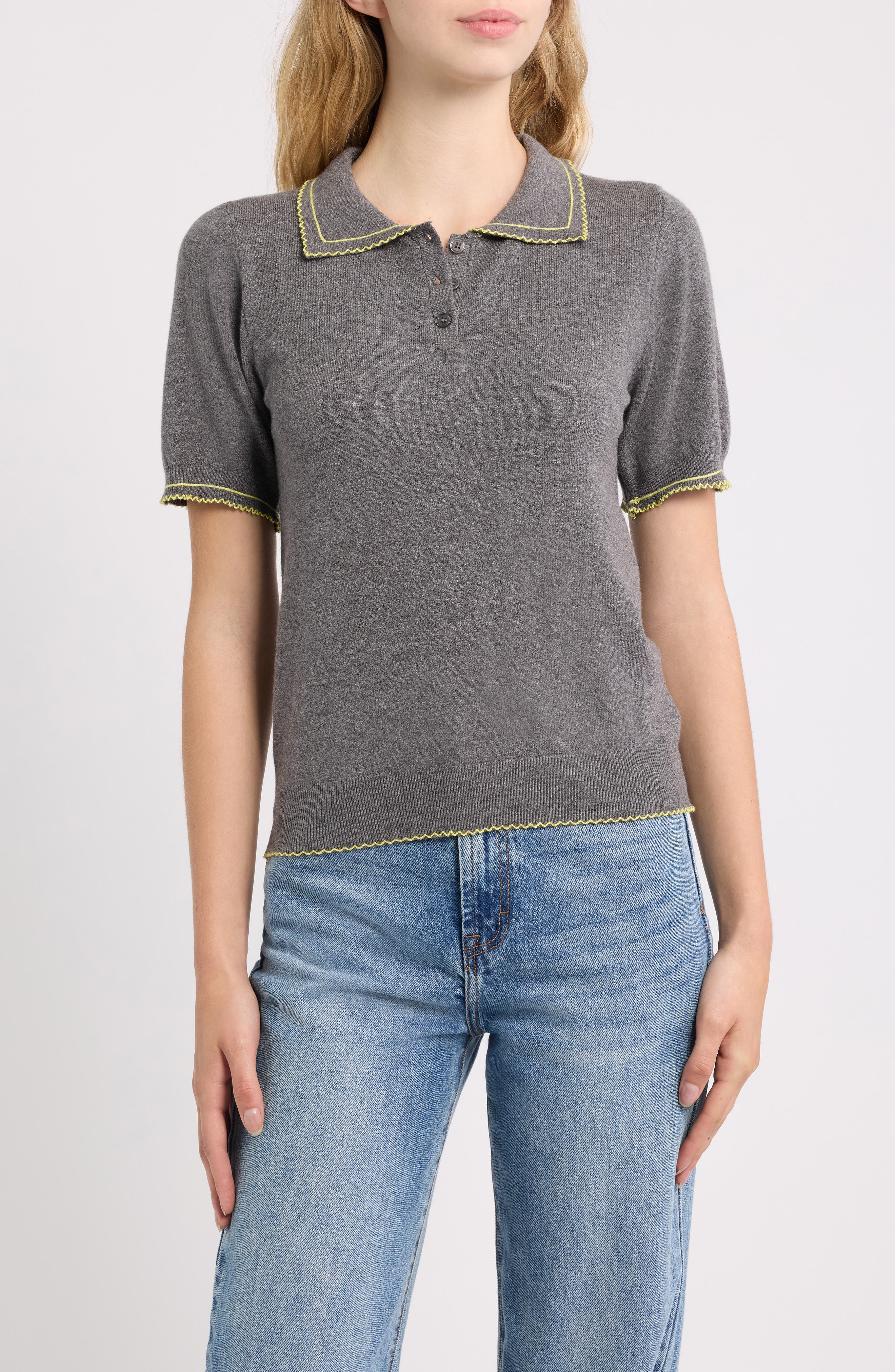 selected DARK GREY MELANGE WITH YELLOW