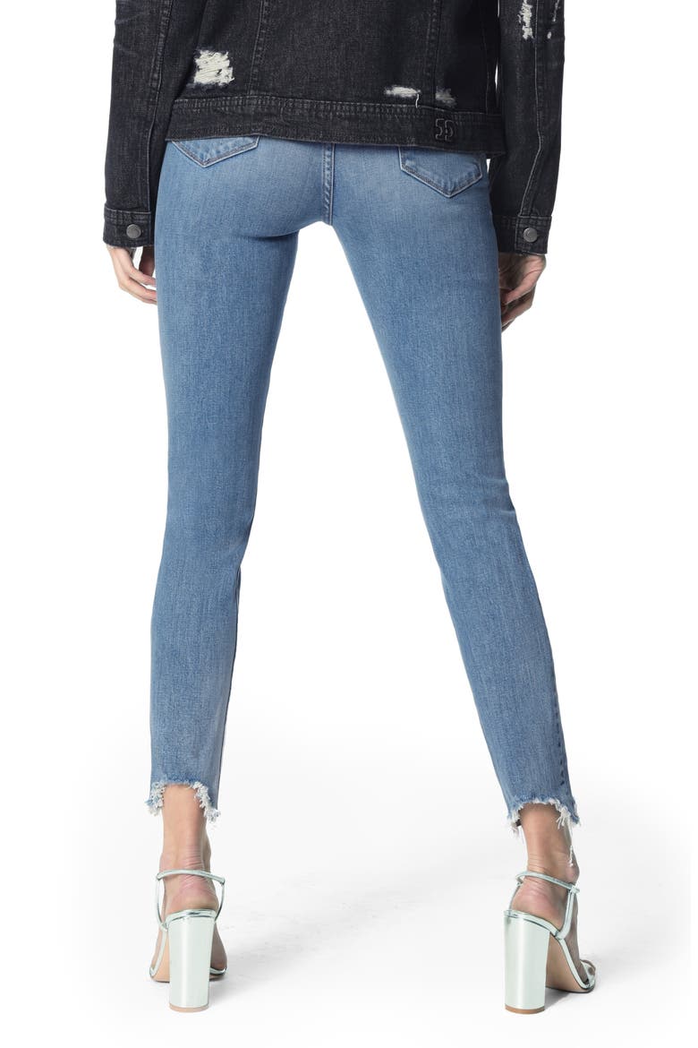 The Bella Chewed Hem Button Fly Ankle Skinny Jeans, Alternate, color, GINA
