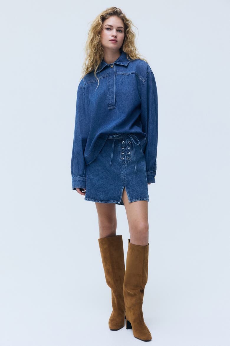 Denim Pullover Shirt, Alternate, color, Denim blue