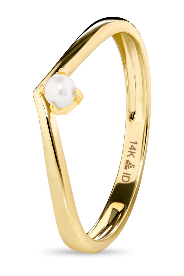 Freshwater Pearl Chevron Ring in 14K Gold, 3mm, Alternate, color, Yellow Gold