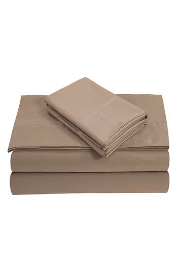 Azores Home 300 Thread Count Cotton Percale Sheet Set In Brown