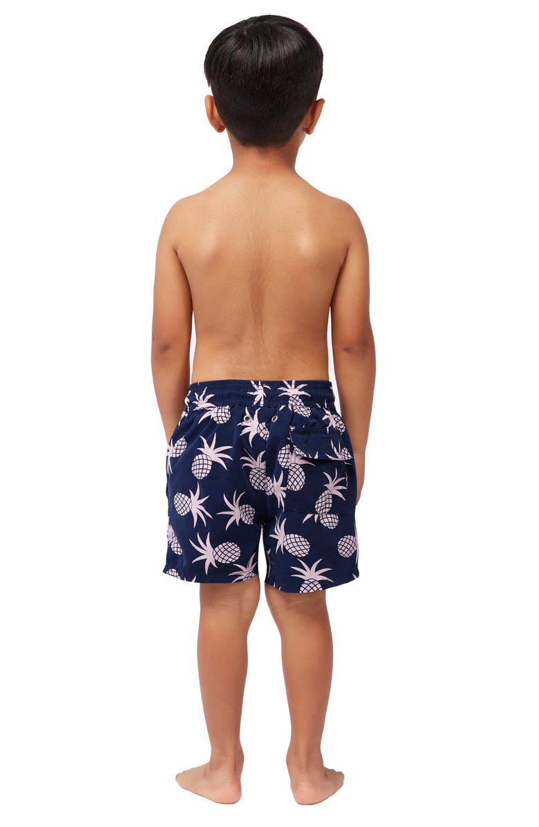 Tom & Teddy Kids' Pineapple Print Swim Trunks, Alternate, color, Shell Pink