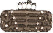 McQueen Skull Embellished Four-Ring Leather Long Clutch