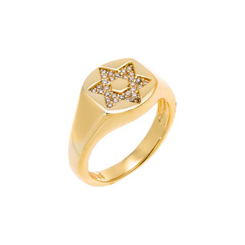 Pave Star of David Pinky Ring