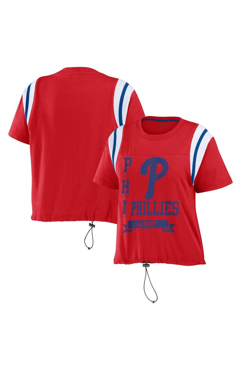WEAR by Erin Andrews Women's WEAR by Erin Andrews Red Philadelphia Phillies Cinched Colorblock T-Shirt, Main, color,