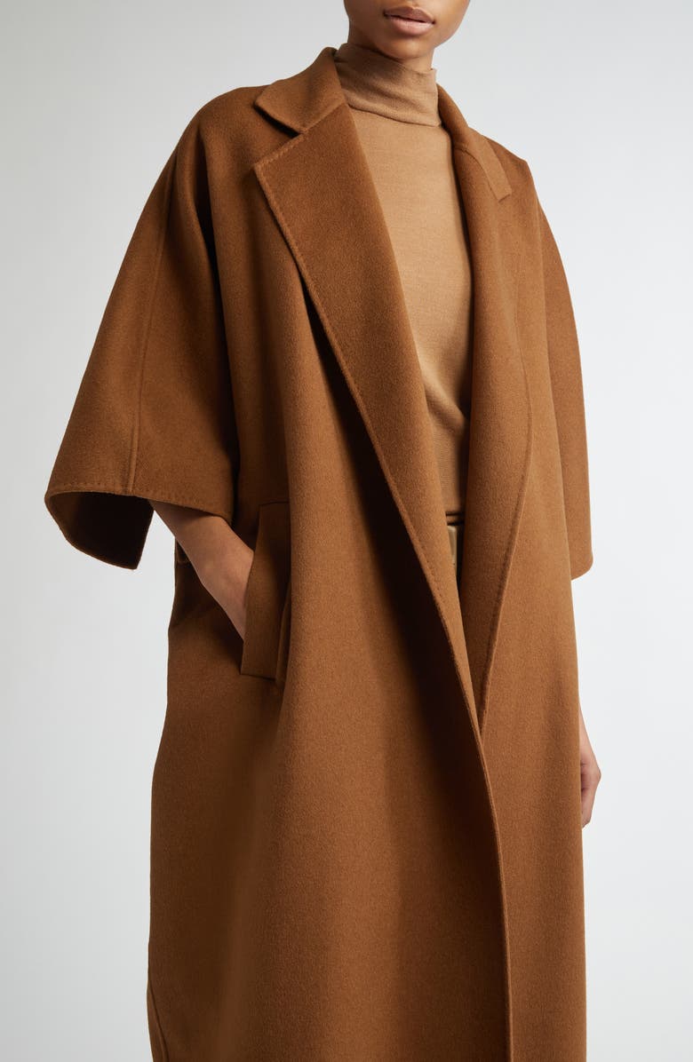 Max Mara Gitano Camel Hair Cape Coat, Alternate, color, Tobacco
