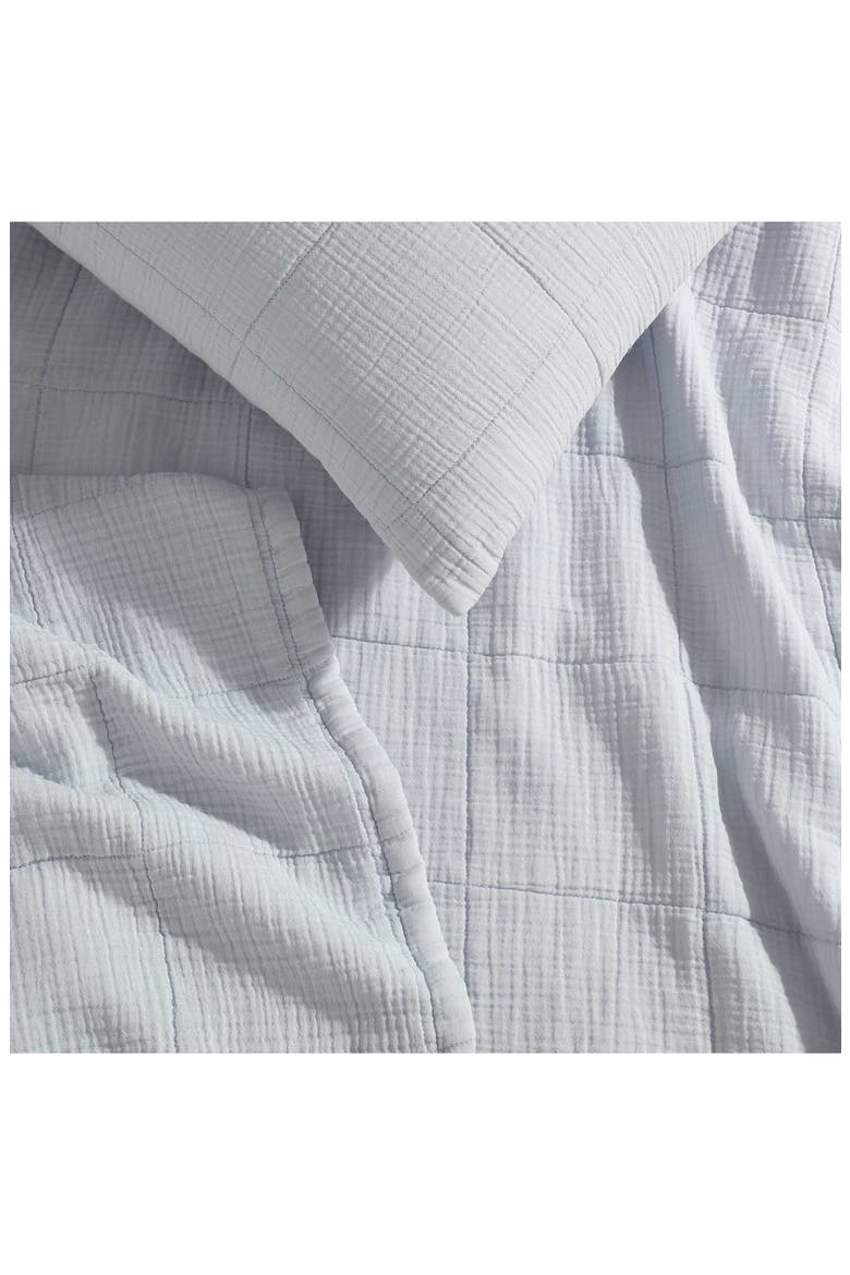 Quilted Cotton Gauze Quilt & Pillow Sham Set, Alternate, color, LIGHT BLUE