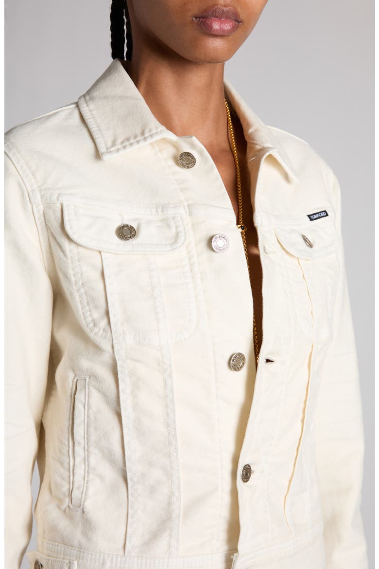 Moleskin Denim Trucker Jacket, Alternate, color, OFF WHITE
