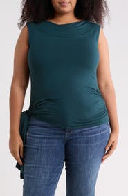 Renee C Side Tie Stretch Modal Top