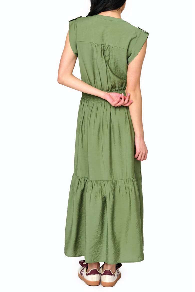 Bohemian Smock Waist Maxi Dress, Alternate, color, VINEYARD GREEN
