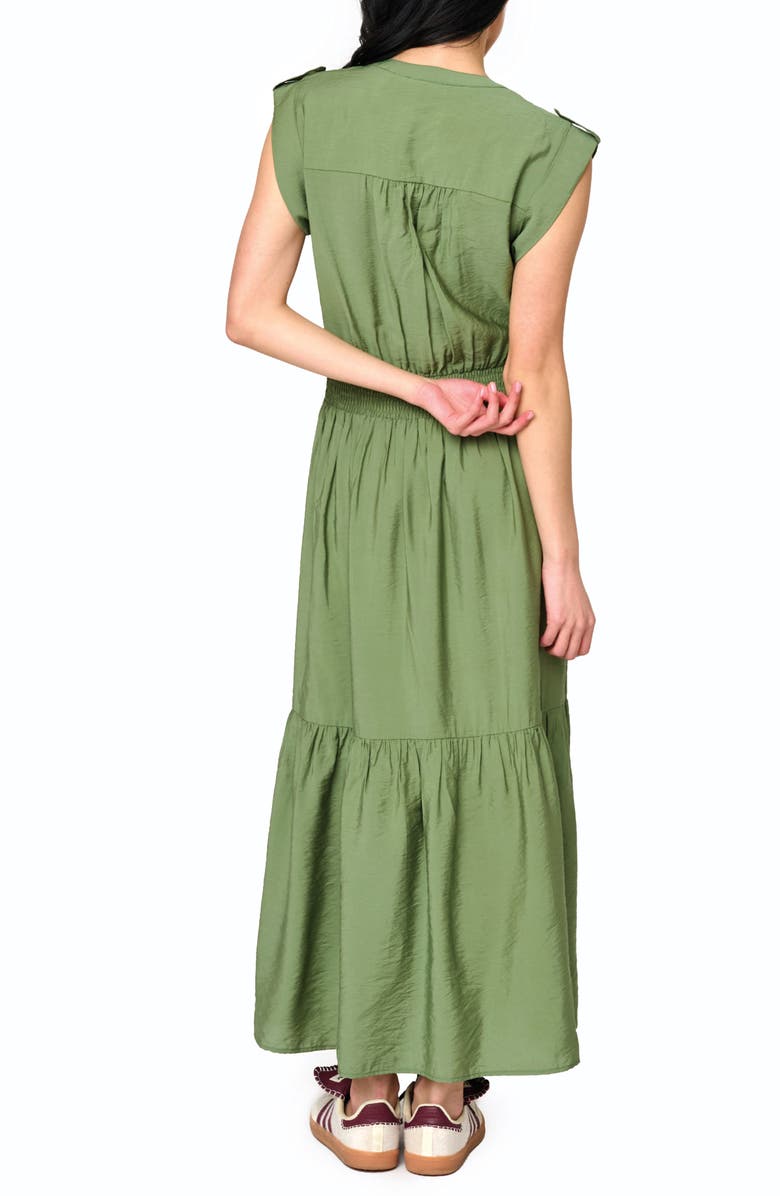 GIBSONLOOK Bohemian Smock Waist Maxi Dress, Alternate, color, Vineyard Green