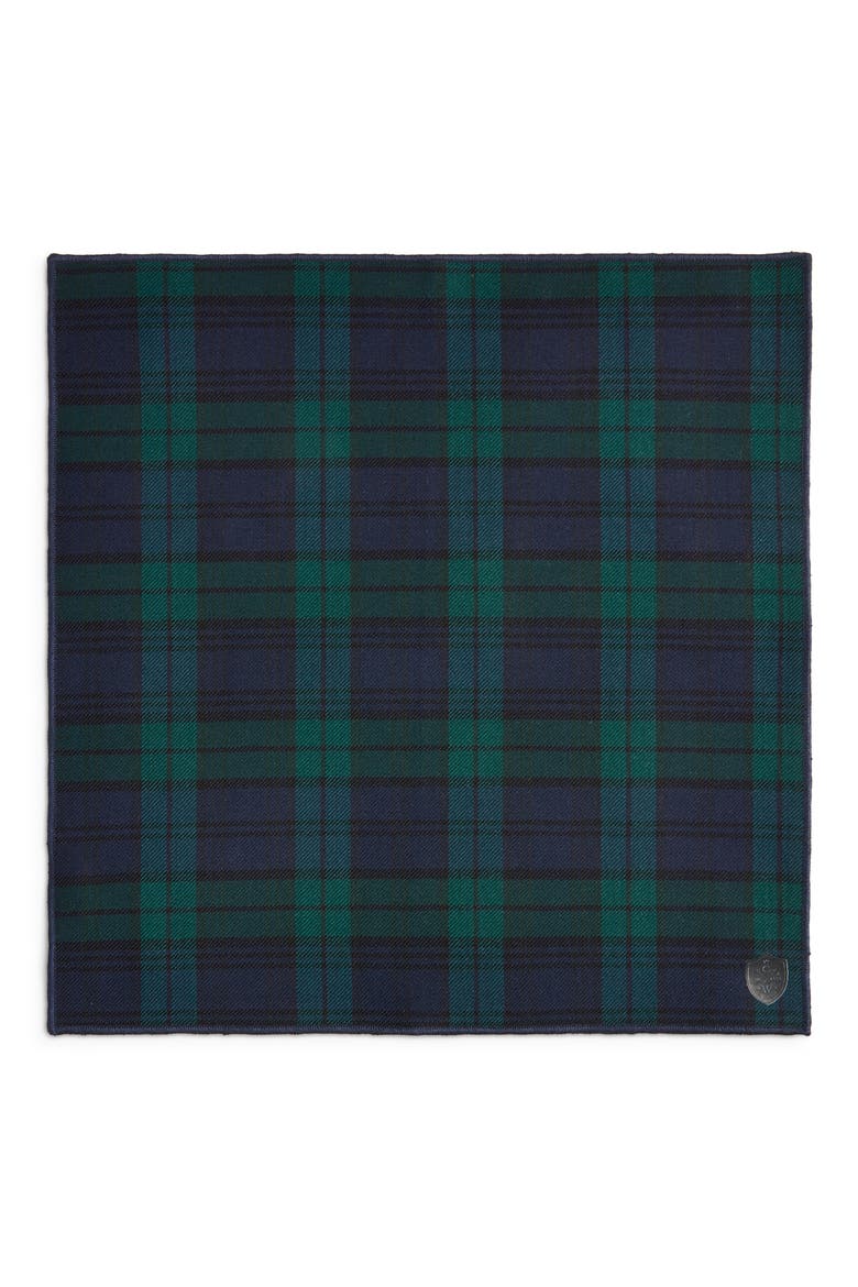 Tartan Green Plaid Wool Pocket Square, Alternate, color, GREEN