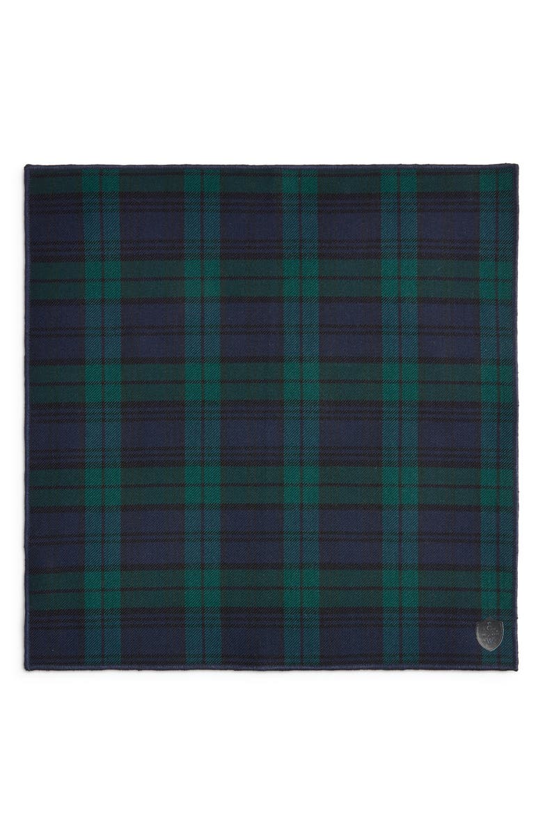 CLIFTON WILSON Tartan Green Plaid Wool Pocket Square, Alternate, color, Green