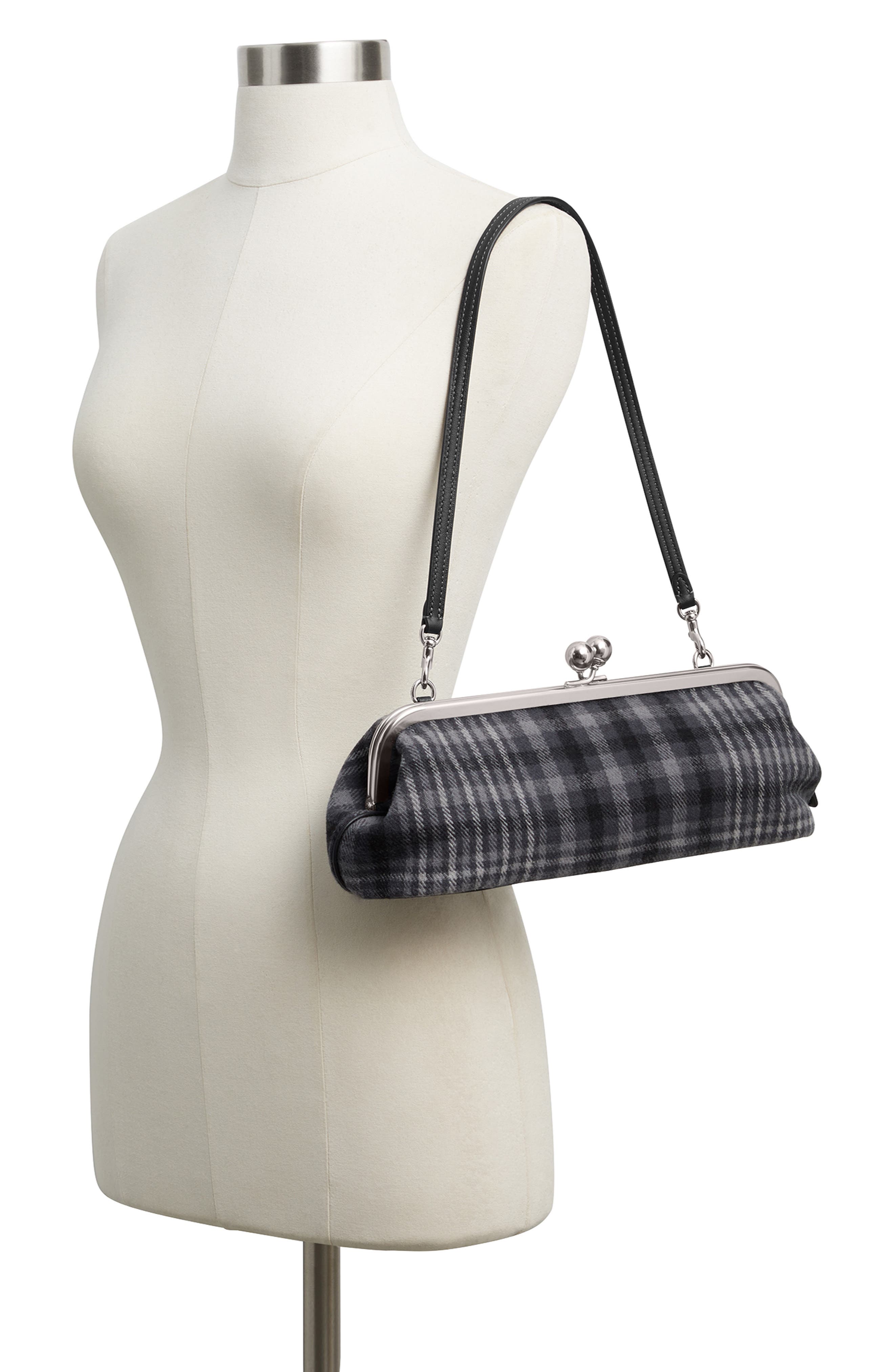 Kisslock Frame Bag 30 Plaid Clutch, Alternate, color, LH/ GREY MULTI