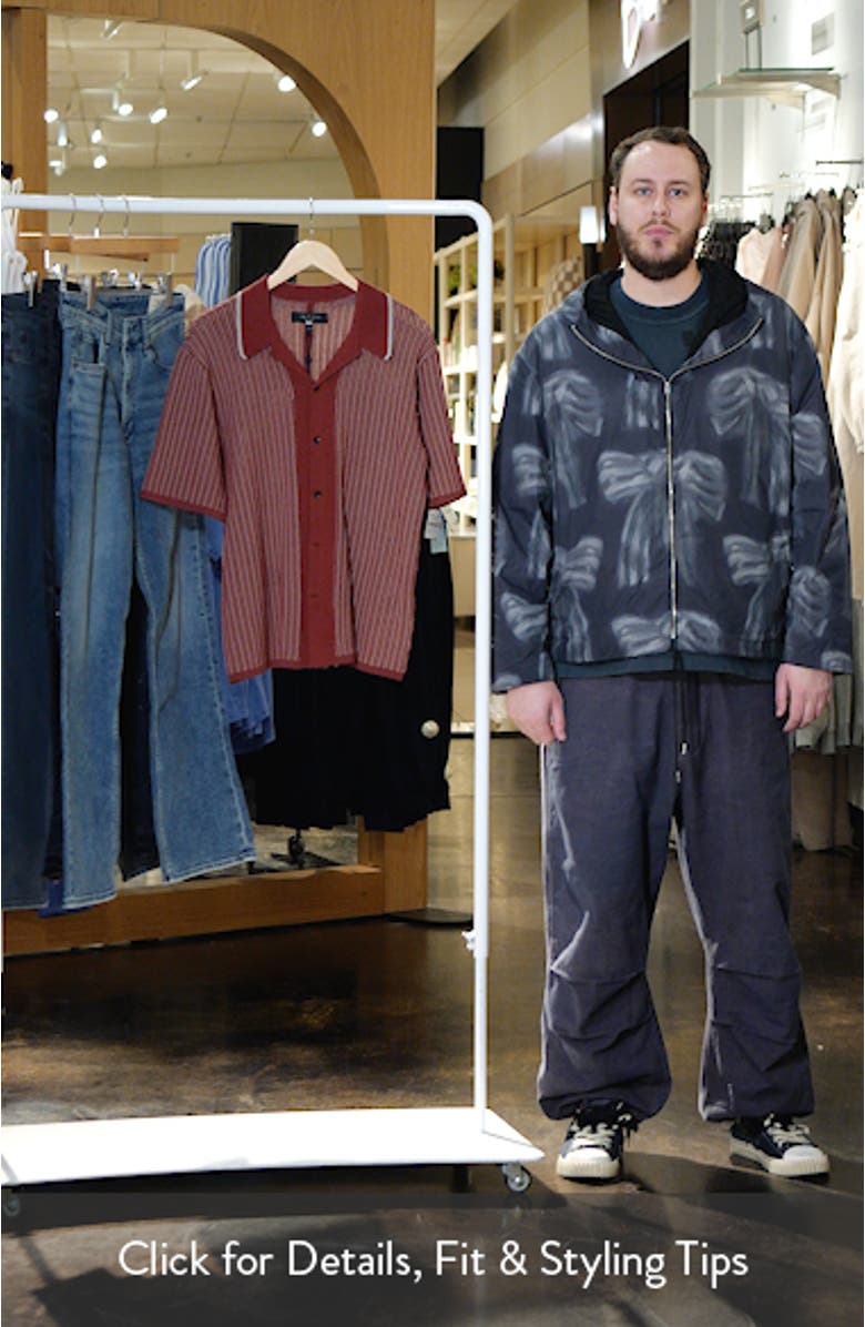 Harvey Retro Stripe Knit Cotton Camp Shirt, sales video thumbnail