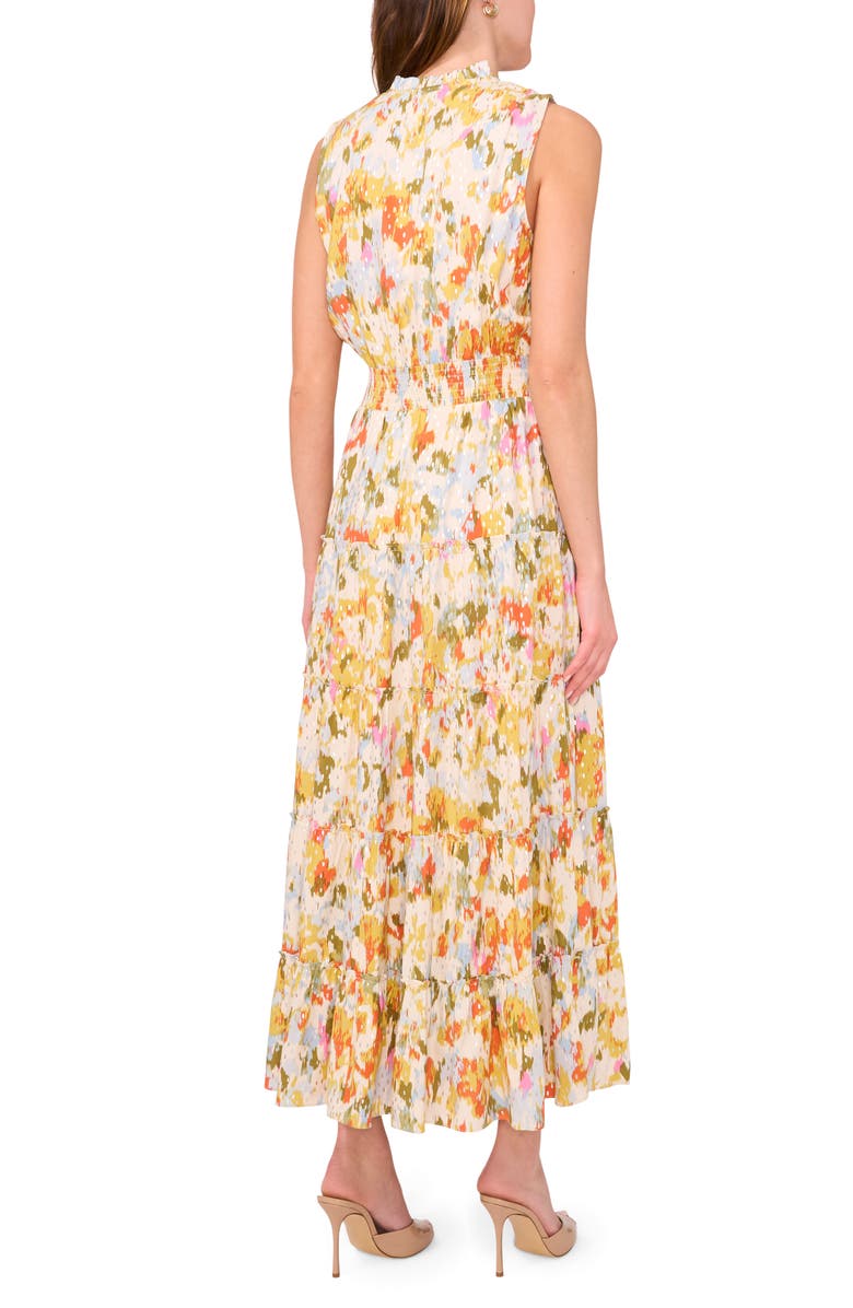 Halogen<sup>®</sup> Smocked Waist Tiered Maxi Dress, Alternate, color, Green/ Olive Multi