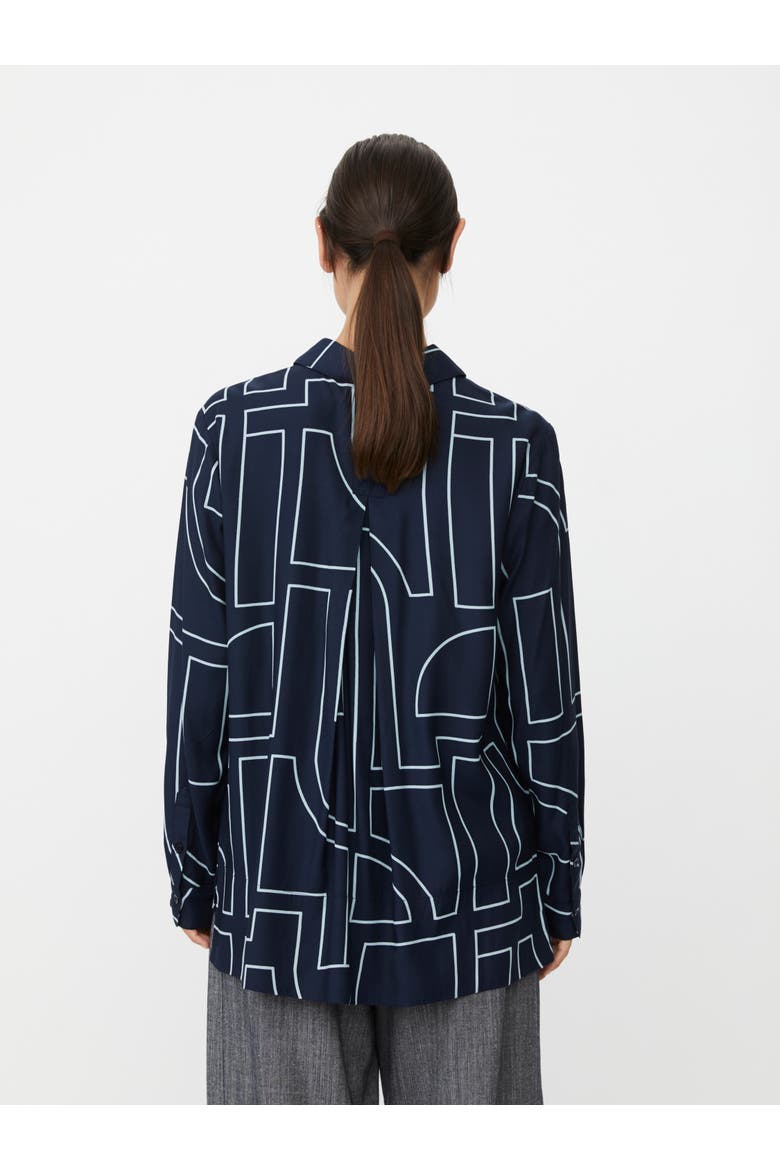 Malmanja Long Sleeve Printed Long Shirt, Alternate, color, Navy Blazer