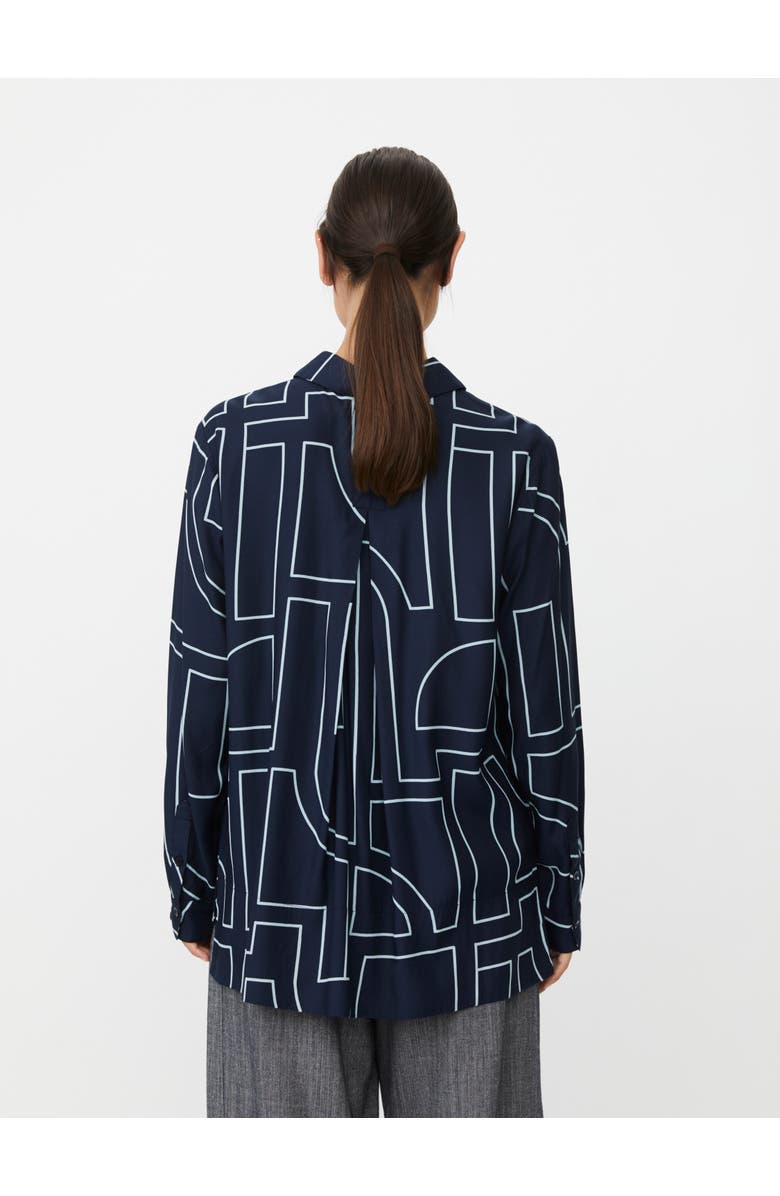 Masai Copenhagen Malmanja Long Sleeve Printed Long Shirt, Alternate, color, Navy Blazer