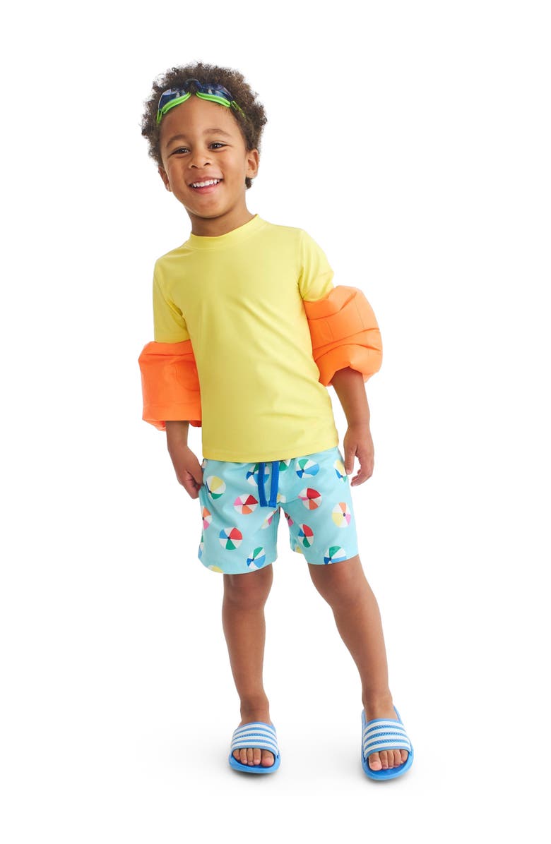 Primary Kids Swim Trunk, Alternate, color, Mist Beach Balls