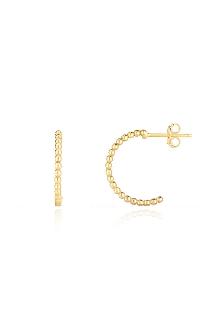 Gold Beaded C-Hoop Earrings, Main, color, Yellow Gold