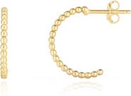 The Lovery Fine Jewelry Gold Beaded C-Hoop Earrings