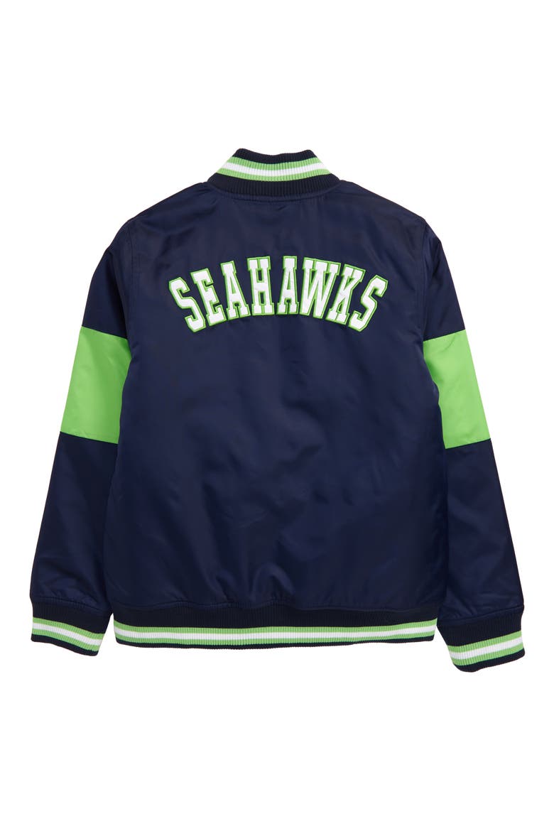 Outerstuff NFL Logo Seattle Seahawks Throwback Varsity Jacket, Alternate, color, COLLEGE NAVY
