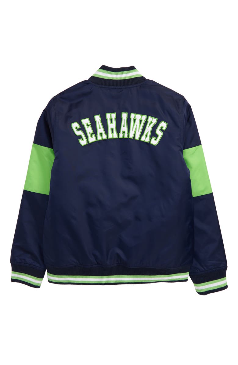 NFL Outerstuff NFL Logo Seattle Seahawks Throwback Varsity Jacket, Alternate, color,