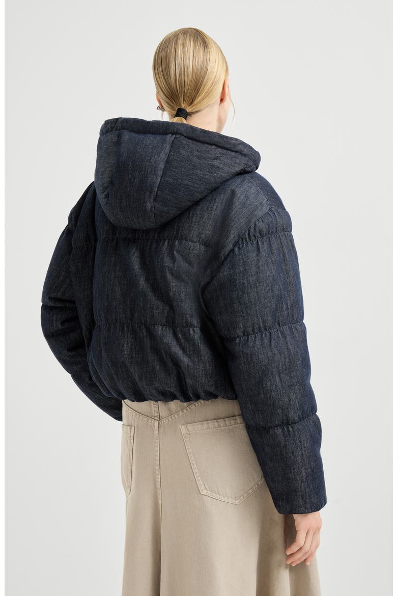 Denim-effect twill down jacket, Alternate, color, Denim
